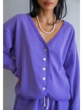 Donni Eco-Fleece Organic Cotton Cardigan in Lavender